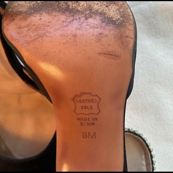 Albert Nippon black high heels vintage rhinestone strap - Picture 10 of 12